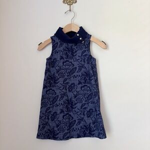 Janie and Jack Floral Sleeveless Turtleneck Dress Sz 5 Blue